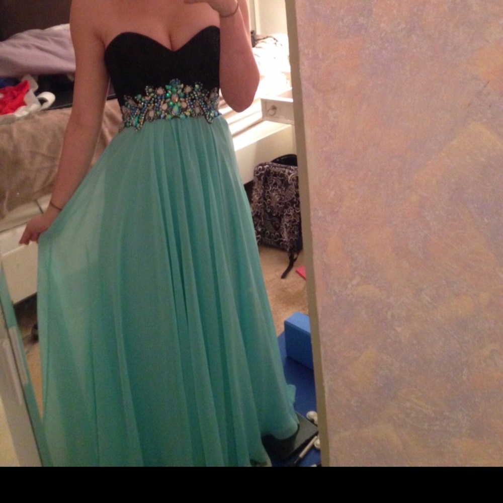 Teal blue and black formal or prom dress sz 4